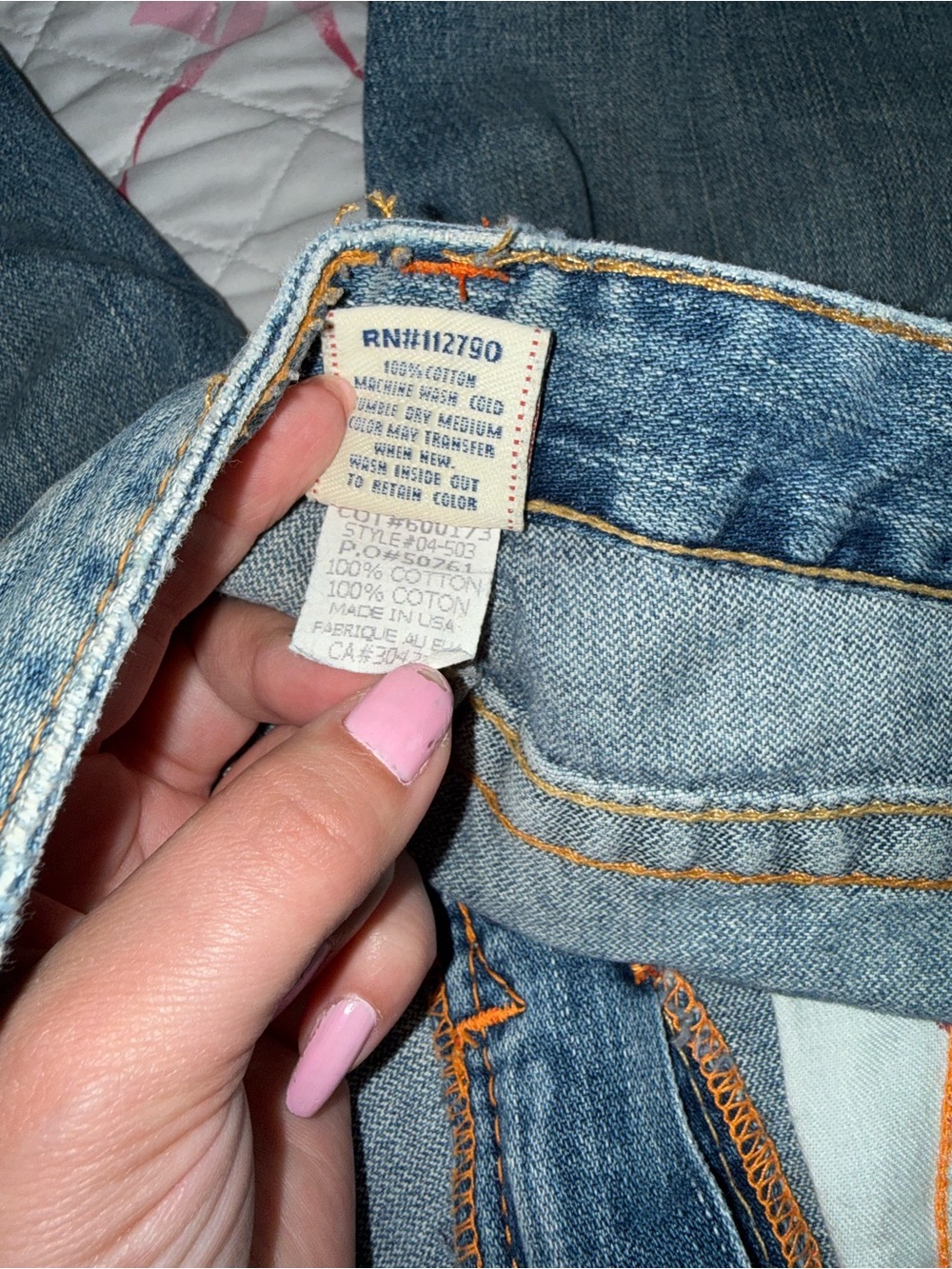 True Religion Blue Distressed Bootcut Jeans with Signature Back Pockets - Picture 6 of 6